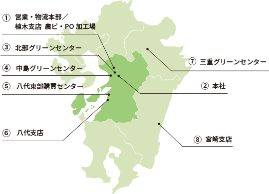 九州の事業所の図
